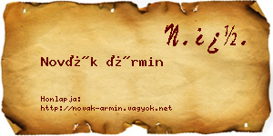 Novák Ármin névjegykártya