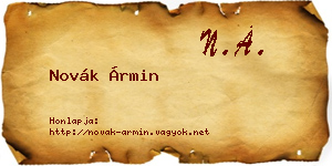 Novák Ármin névjegykártya